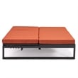 LeisureMod Chelsea Convertible 2 in 1 Sofa and Double Chaise Lounge Chair Orange