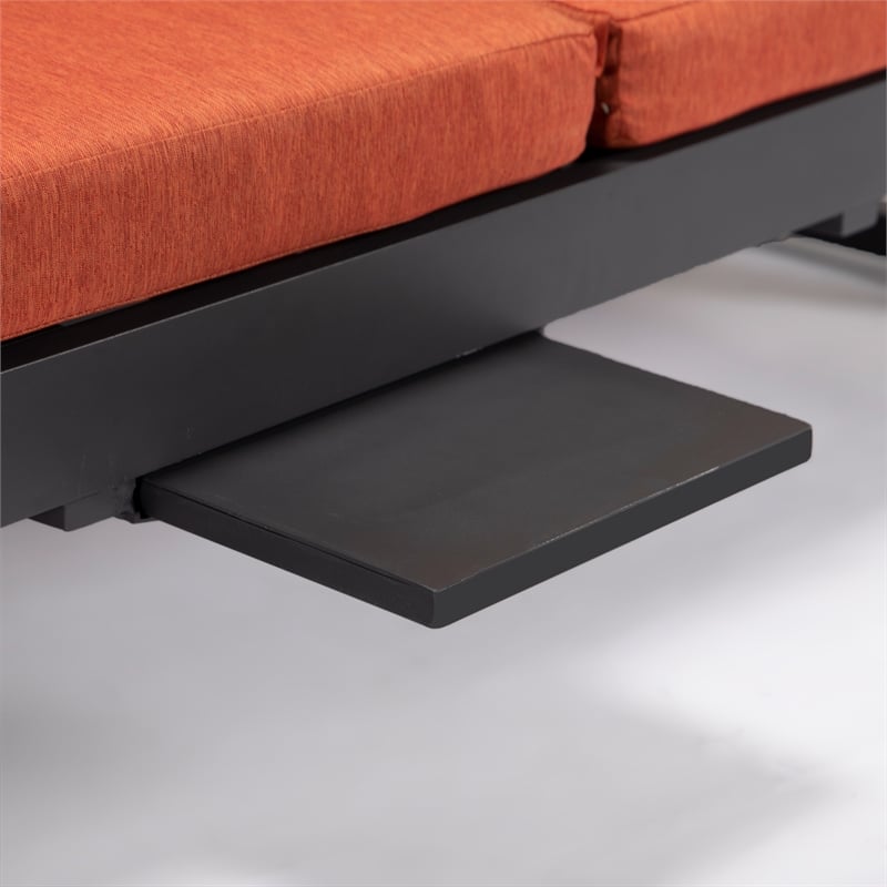 LeisureMod Chelsea Convertible 2 in 1 Sofa and Double Chaise Lounge Chair Orange