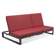 LeisureMod Chelsea Convertible 2 in 1 Sofa and Double Chaise Lounge Chair Red