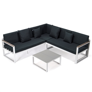 leisuremod chelsea modern white 3 piece aluminum outdoor sectional set with cushions