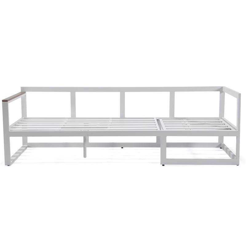 LeisureMod Chelsea Modern White 3 Piece Outdoor Aluminum Sectional Red