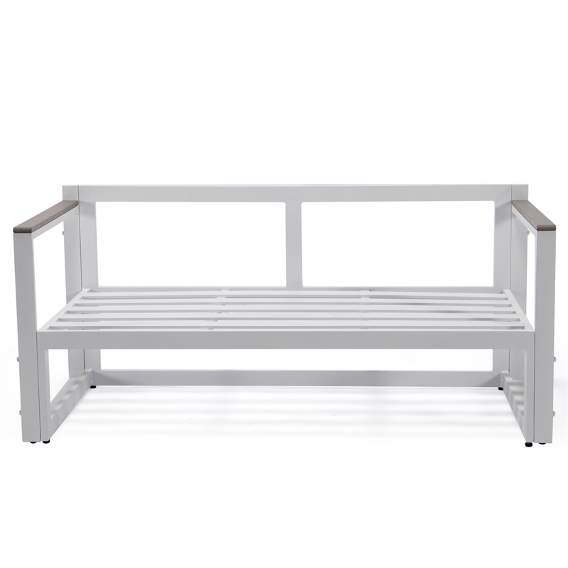 LeisureMod Chelsea Modern White 3 Piece Outdoor Aluminum Sectional Red
