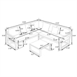 LeisureMod Chelsea Modern White 3 Piece Outdoor Aluminum Sectional Red