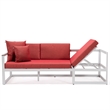 LeisureMod Chelsea Modern White 3 Piece Outdoor Aluminum Sectional Red