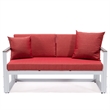 LeisureMod Chelsea Modern White 3 Piece Outdoor Aluminum Sectional Red