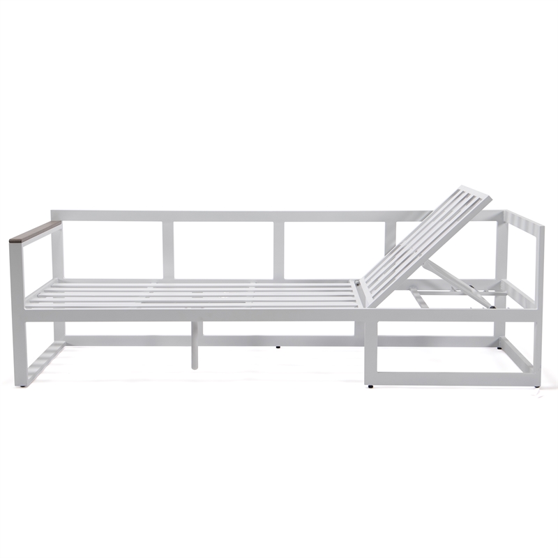 LeisureMod Chelsea Modern White 3 Piece Outdoor Aluminum Sectional Red