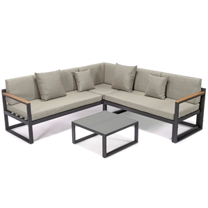 leisuremod chelsea modern black 3 piece aluminum outdoor sectional set with cushions
