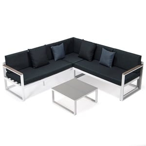 leisuremod chelsea modern white 3 piece aluminum outdoor sectional set with two tone cushions