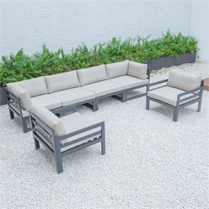 leisuremod chelsea aluminum 6-piece patio sectional set