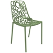 LeisureMod Devon Modern Indoor Outdoor Aluminum Dining Chair in Khaki Green
