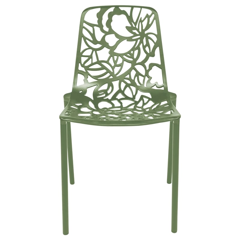 LeisureMod Devon Modern Indoor Outdoor Dining Chair in Khaki Green Set of 2