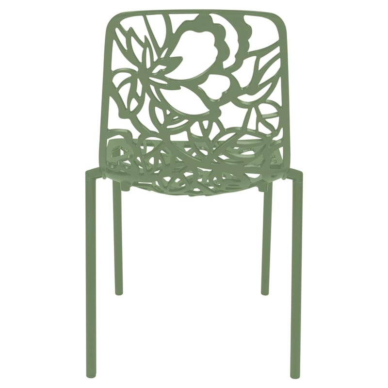 LeisureMod Devon Modern Indoor Outdoor Dining Chair in Khaki Green Set of 4