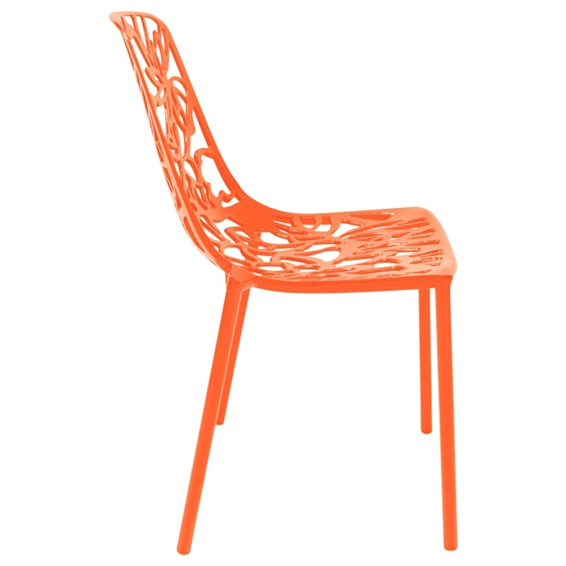 LeisureMod Devon Modern Indoor Outdoor Aluminum Dining Chair in Orange