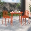 LeisureMod Devon Modern Indoor Outdoor Aluminum Dining Chair in Orange Set of 2