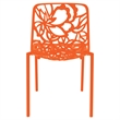 LeisureMod Devon Modern Indoor Outdoor Aluminum Dining Chair in Orange Set of 4