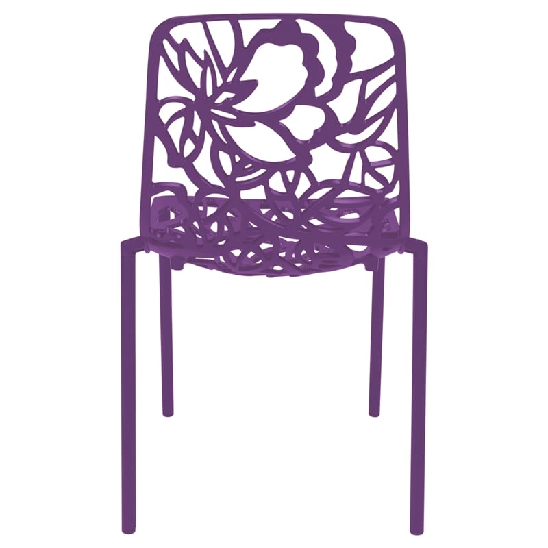 LeisureMod Devon Modern Indoor Outdoor Aluminum Dining Chair in Purple