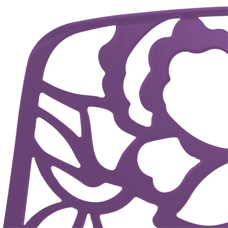 LeisureMod Devon Modern Indoor Outdoor Aluminum Dining Chair in Purple