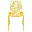 LeisureMod Devon Modern Indoor Outdoor Aluminum Dining Chair in Yellow Set of 2