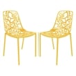 LeisureMod Devon Modern Indoor Outdoor Aluminum Dining Chair in Yellow Set of 2
