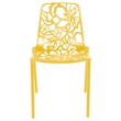 LeisureMod Devon Modern Indoor Outdoor Aluminum Dining Chair in Yellow Set of 4