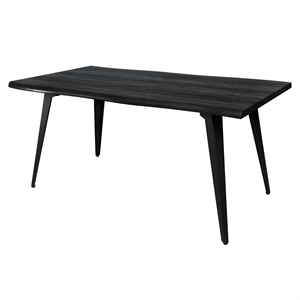 LeisureMod Ravenna Rectangular Ebony Wood 63&quot Dining Table Metal Legs