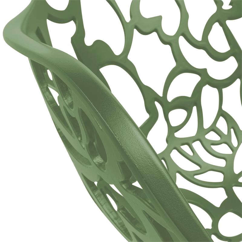 LeisureMod Devon Modern Aluminum Patio Dining Armchair in Khaki Green (Set of 2)