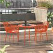 LeisureMod Devon Modern Aluminum Patio Dining Armchair in Orange (Set of 2)
