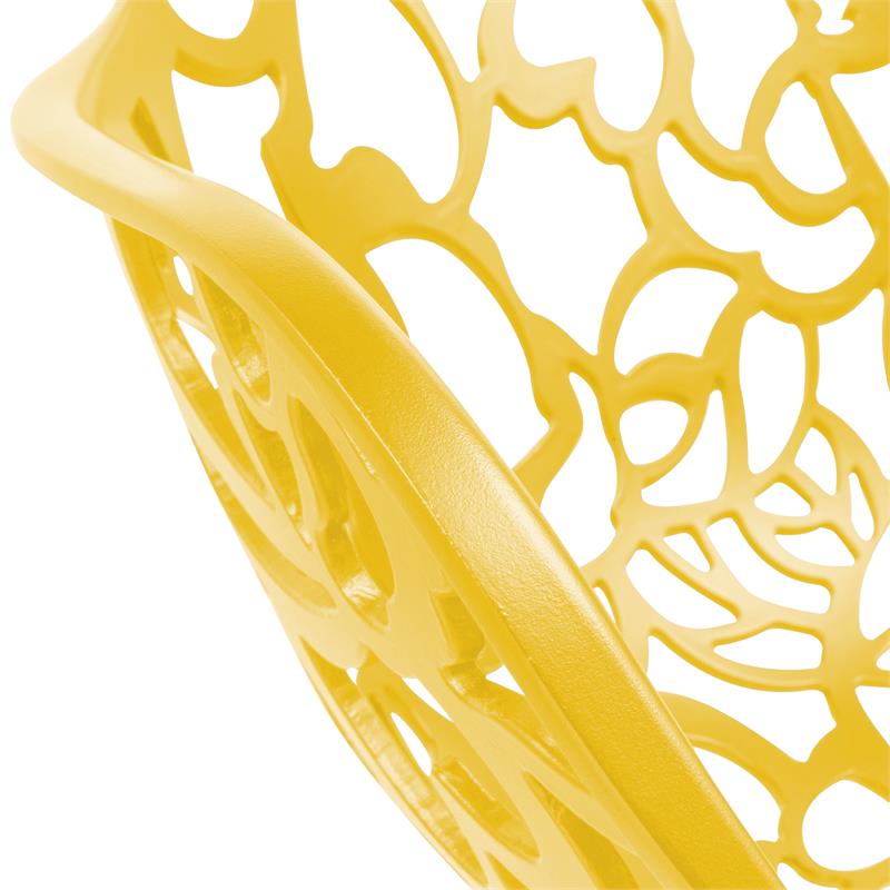 LeisureMod Devon Modern Aluminum Patio Dining Armchair in Yellow (Set of 2)