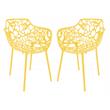 LeisureMod Devon Modern Aluminum Patio Dining Armchair in Yellow (Set of 2)