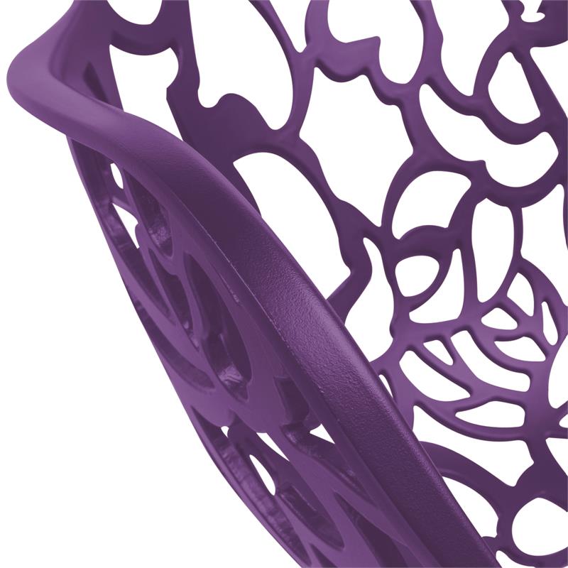 LeisureMod Devon Modern Aluminum Patio Dining Armchair in Purple (Set of 4)