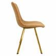 LeisureMod Markley Leather Dining Chair With Gold Legs Light Brown