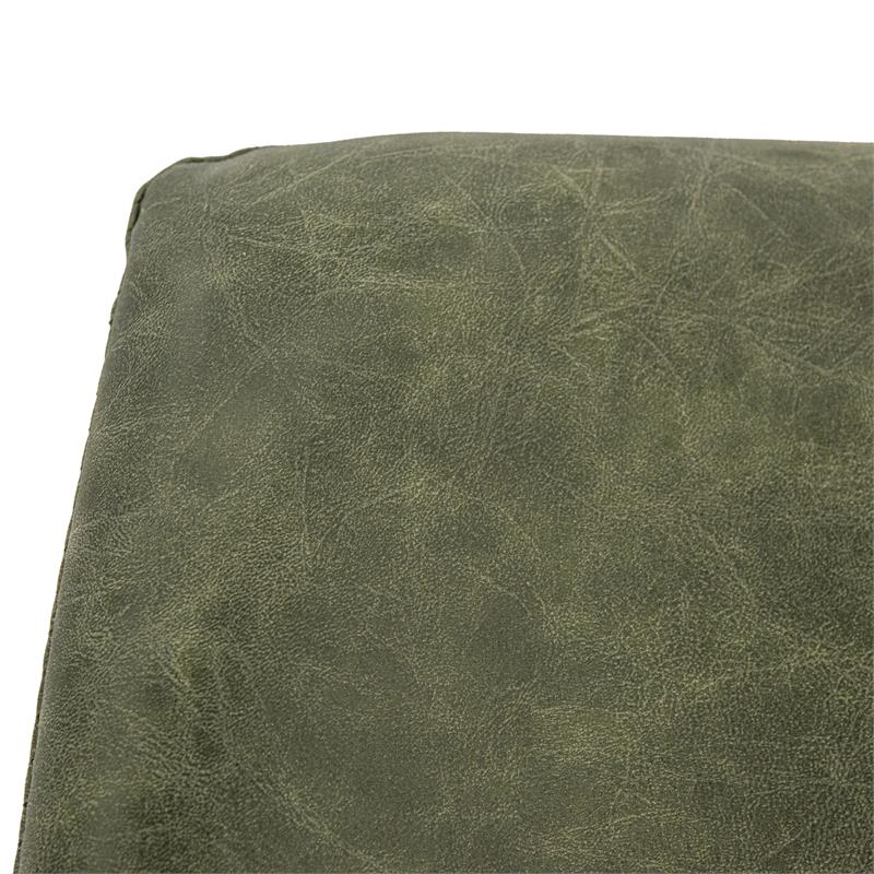 LeisureMod Markley Leather Dining Chair With Gold Legs Olive Green