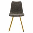 LeisureMod Markley Leather Dining Chair With Gold Legs Gray