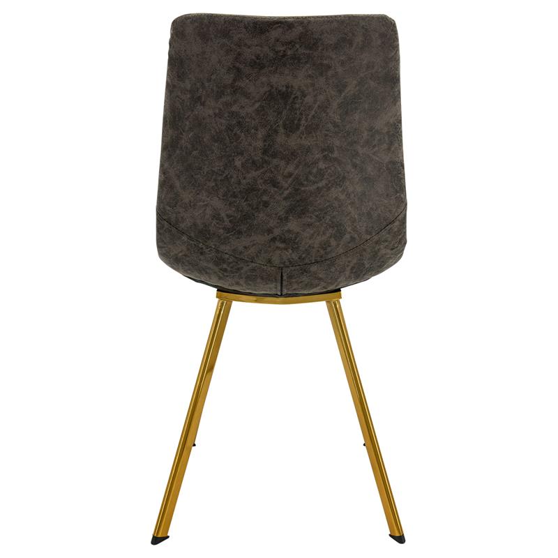 LeisureMod Markley Leather Dining Chair With Gold Legs Gray