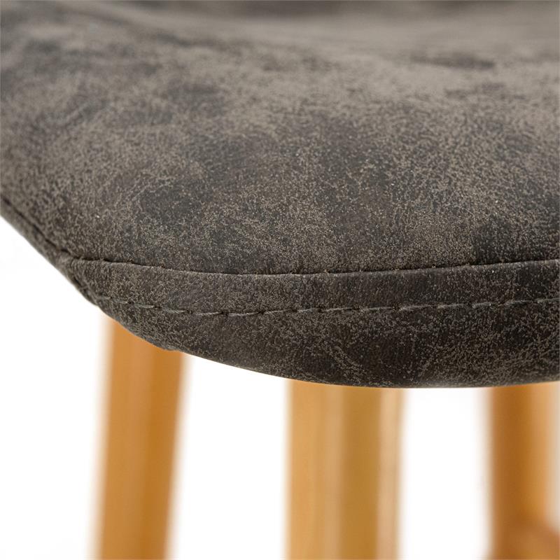 LeisureMod Markley Leather Dining Chair With Gold Legs Gray