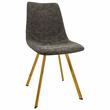 LeisureMod Markley Leather Dining Chair With Gold Legs Gray
