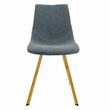 LeisureMod Markley Leather Dining Chair With Gold Legs Set of 2 Peacock Blue