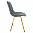 LeisureMod Markley Leather Dining Chair With Gold Legs Set of 2 Peacock Blue