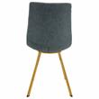 LeisureMod Markley Leather Dining Chair With Gold Legs Set of 2 Peacock Blue