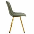 LeisureMod Markley Leather Dining Chair With Gold Legs Set of 2 Olive Green