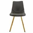 LeisureMod Markley Leather Dining Chair With Gold Legs Set of 4 Charcoal Black