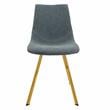 LeisureMod Markley Leather Dining Chair With Gold Legs Set of 4 Peacock Blue