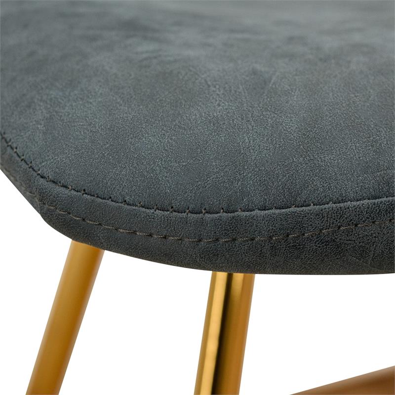 LeisureMod Markley Leather Dining Chair With Gold Legs Set of 4 Peacock Blue