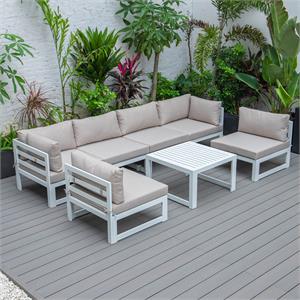 leisuremod chelsea 7-piece white patio sectional with coffee table