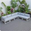 LeisureMod Chelsea Modern 6-Piece Weathered Gray Patio Sectional In Light Gray