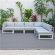 LeisureMod Chelsea Modern 6-Piece Weathered Gray Patio Sectional In Light Gray