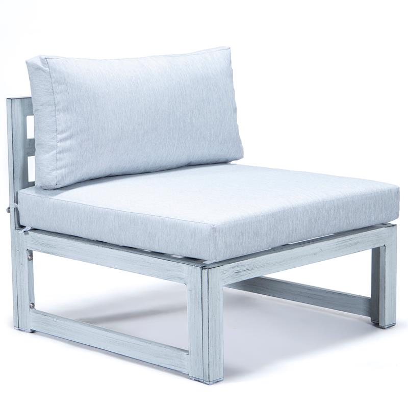 LeisureMod Chelsea Modern 6-Piece Weathered Gray Patio Sectional In Light Gray