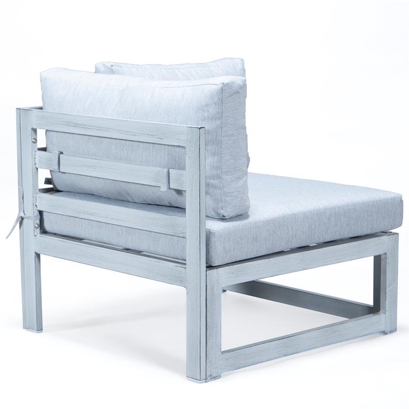 LeisureMod Chelsea Modern 6-Piece Weathered Gray Patio Sectional In Light Gray