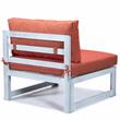 LeisureMod Chelsea 7-Piece Grey Patio Sectional With Fire Pit Table in Orange