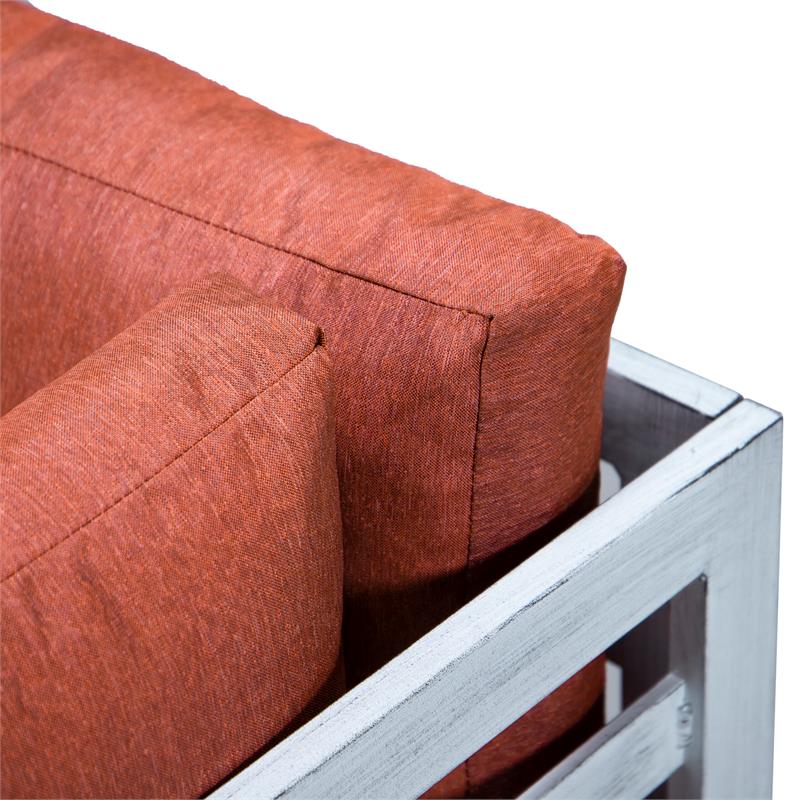 LeisureMod Chelsea 7-Piece Grey Patio Sectional With Fire Pit Table in Orange